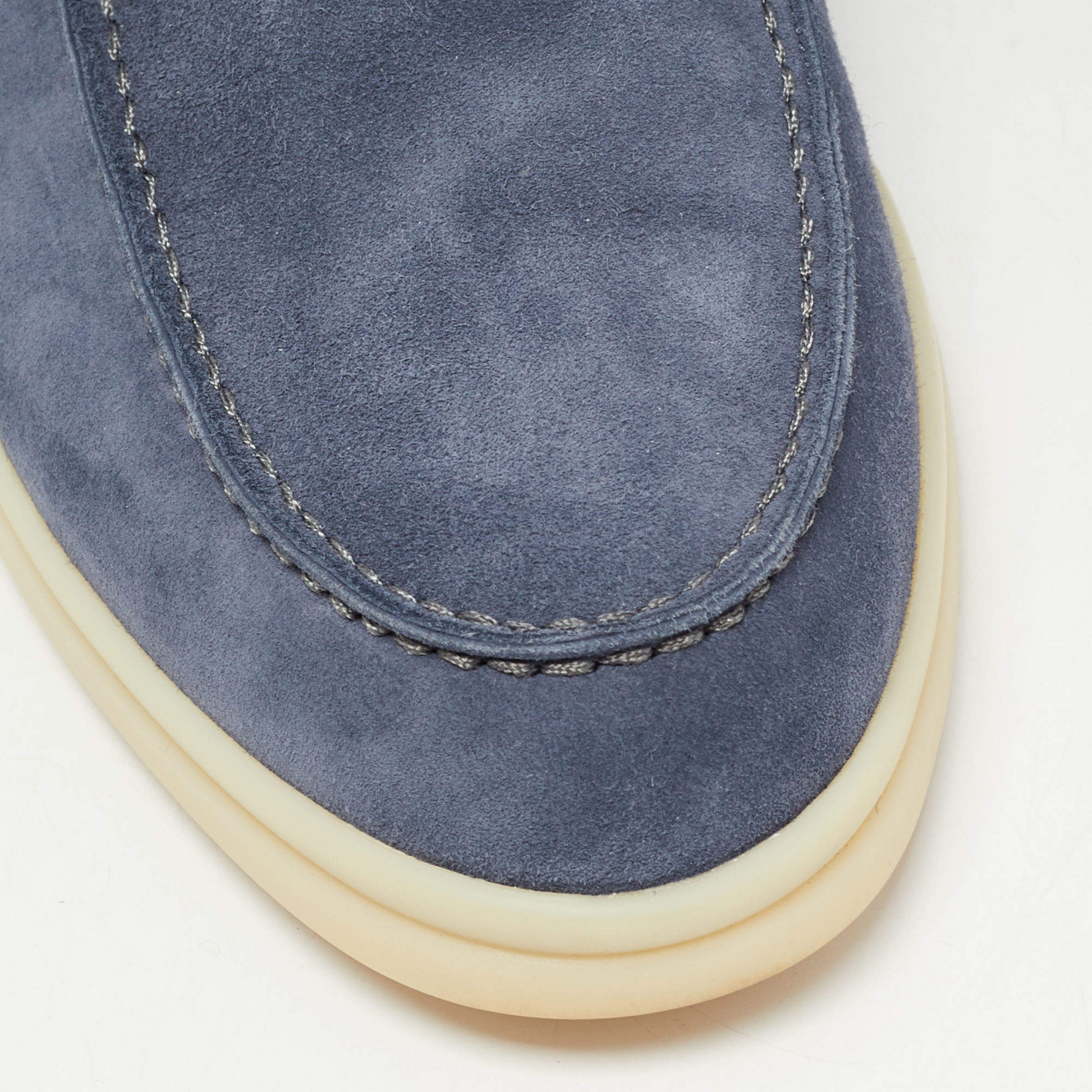 Loro Piana Open Walk Suede Ankle Boots - Frozen Blue (60JF)