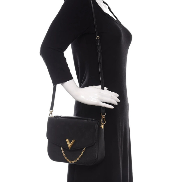Louis Vuitton Calfskin Monogram Very Messenger Handbag - Black