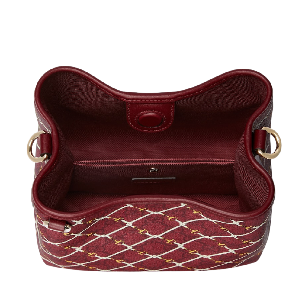 Gucci Emblem Small Bucket Bag – Red