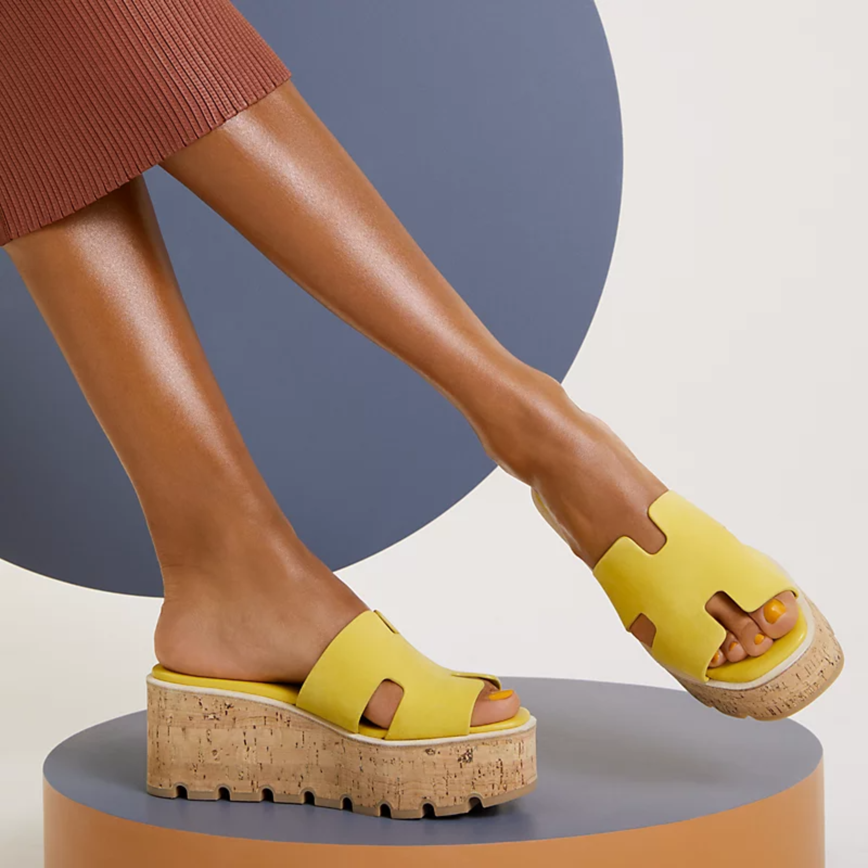 Hermes Eze 30 Suede Sandals - Jaune Impérial