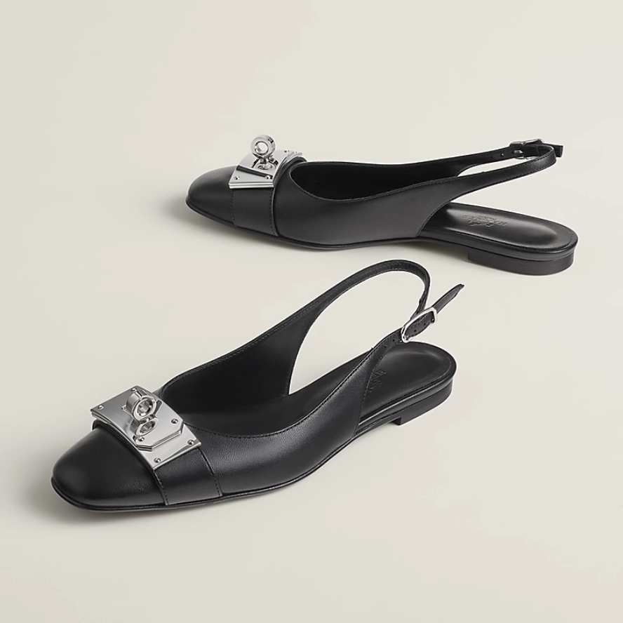 Hermes Innocente Slingback Sandals - Noir