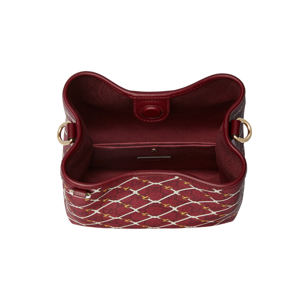 Gucci GG Emblem Small Bucket Bag – Red