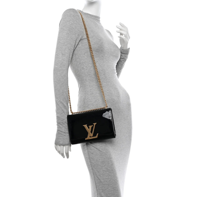 Louis Vuitton Patent Louise Chain Bag - Black