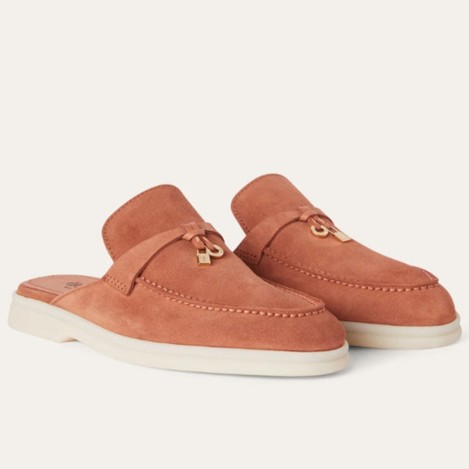 Loro Piana Babouche Charms Walk Suede Loafers - Dusty Orange (L0BF)