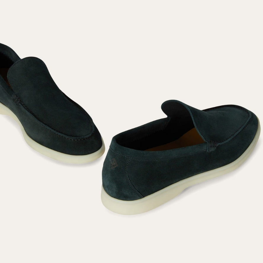 Loro Piana Ocean Front Suede Loafers - Dark Green (133)