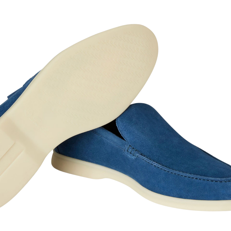 Loro Piana Summer Walk Suede Loafers - Cobalt Ink