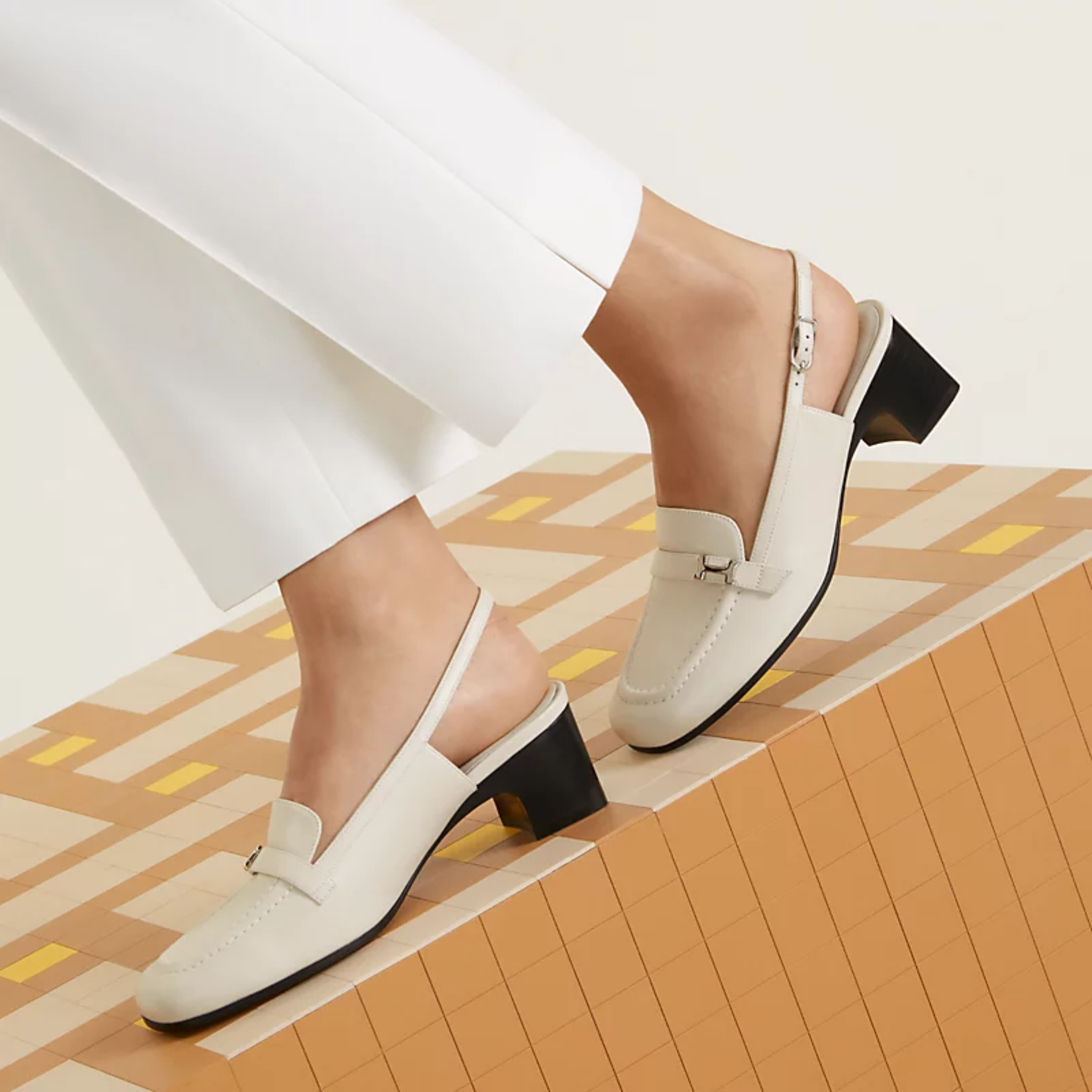Hermes Infinie 50 Pumps - Blanc de Paris