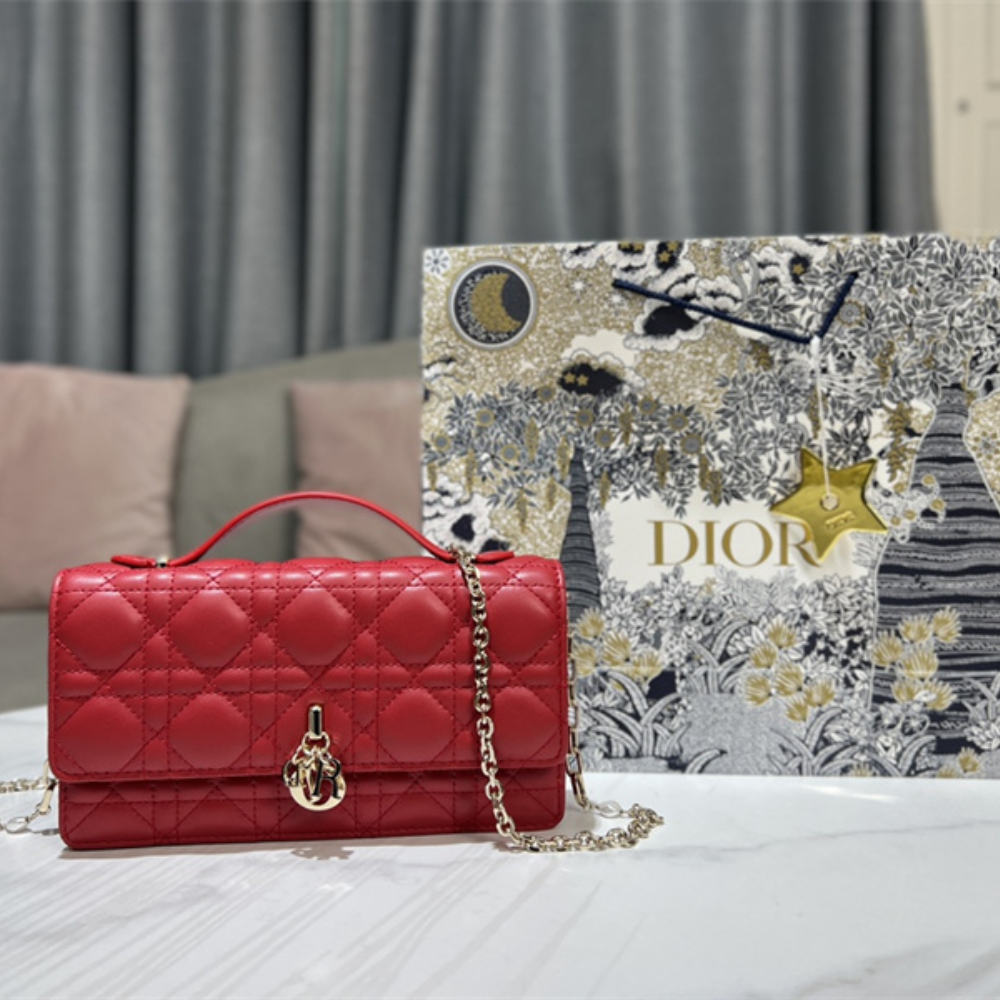Dior My Dior Mini Cannage Lambskin Bag – Cherry Red