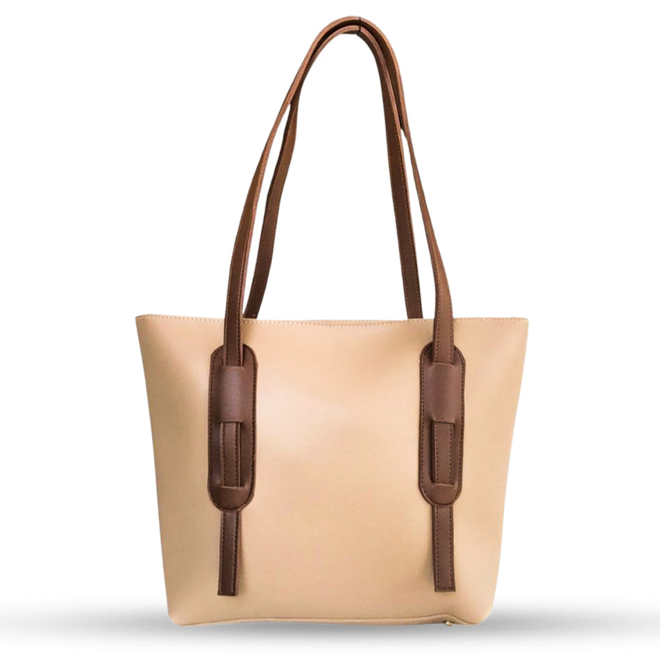 ARDEN – Sleek Faux Leather Handbag in Beige