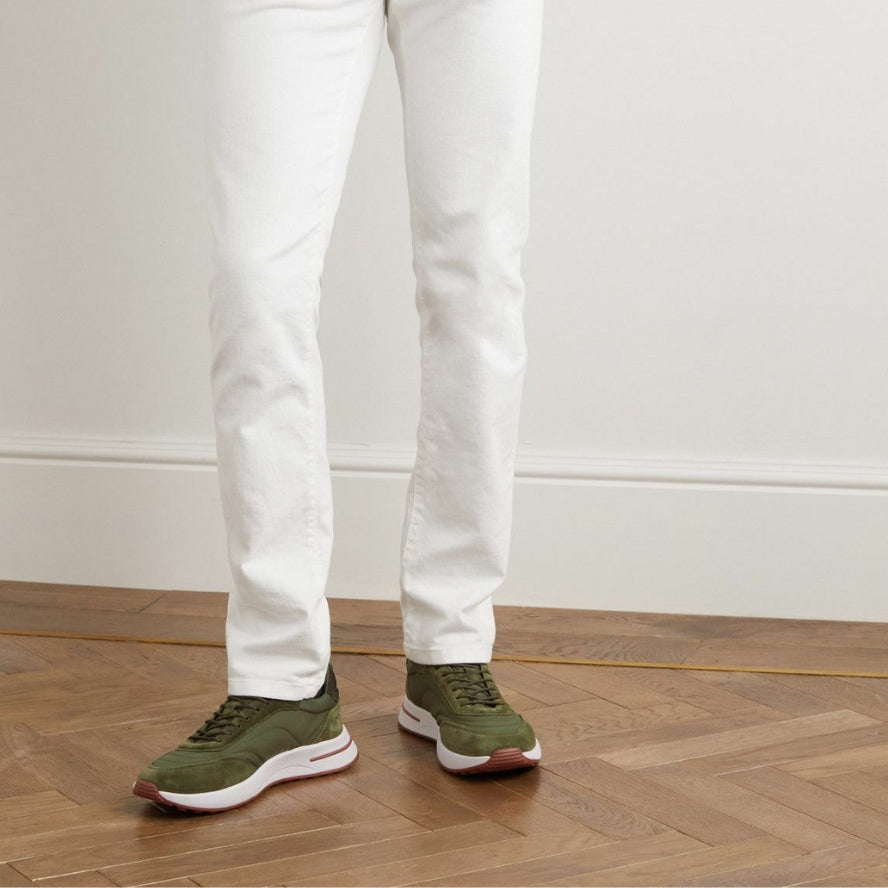 Loro Piana Weekend Walk Suede Sneakers -  Green