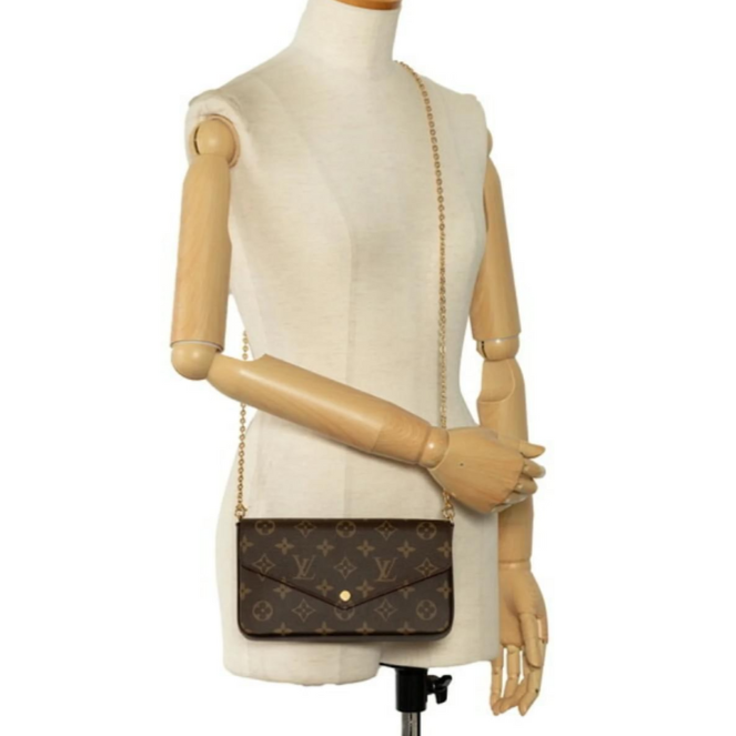 Louis Vuitton Pochette Félicie Chain Shoulder Bag - Brown Coated Canvas