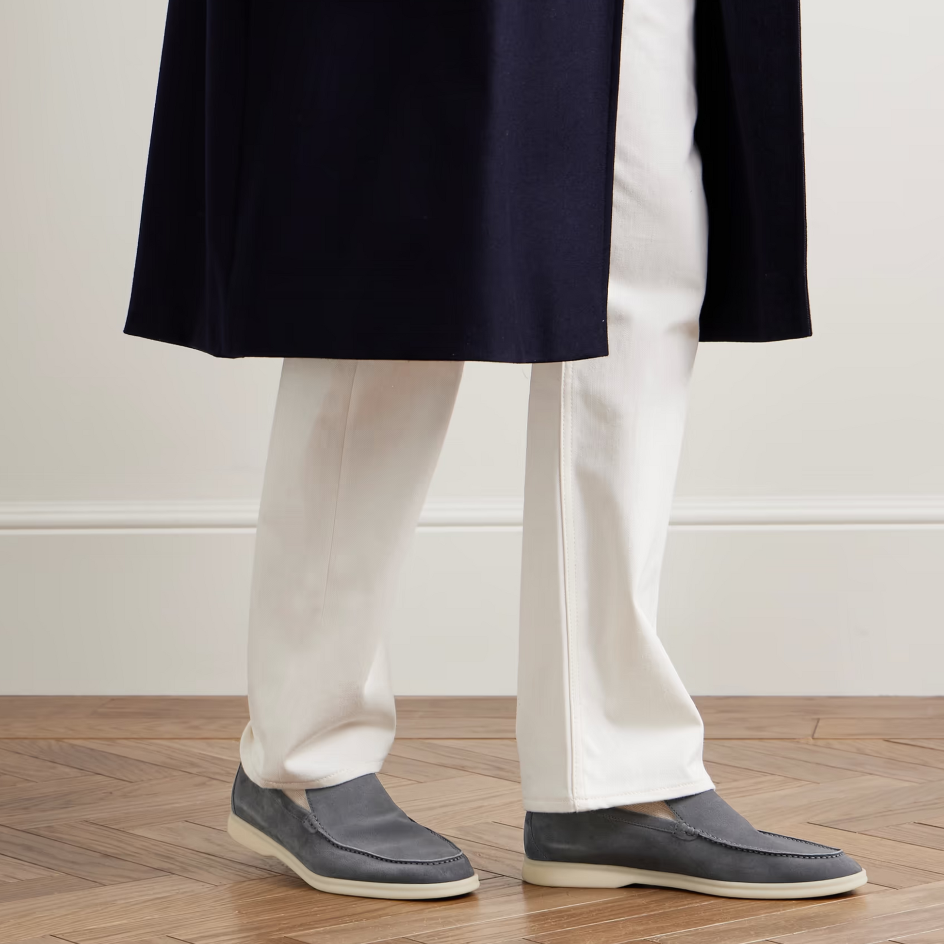 Loro Piana Summer Walk Suede Loafers - Frozen Blue (60JF)