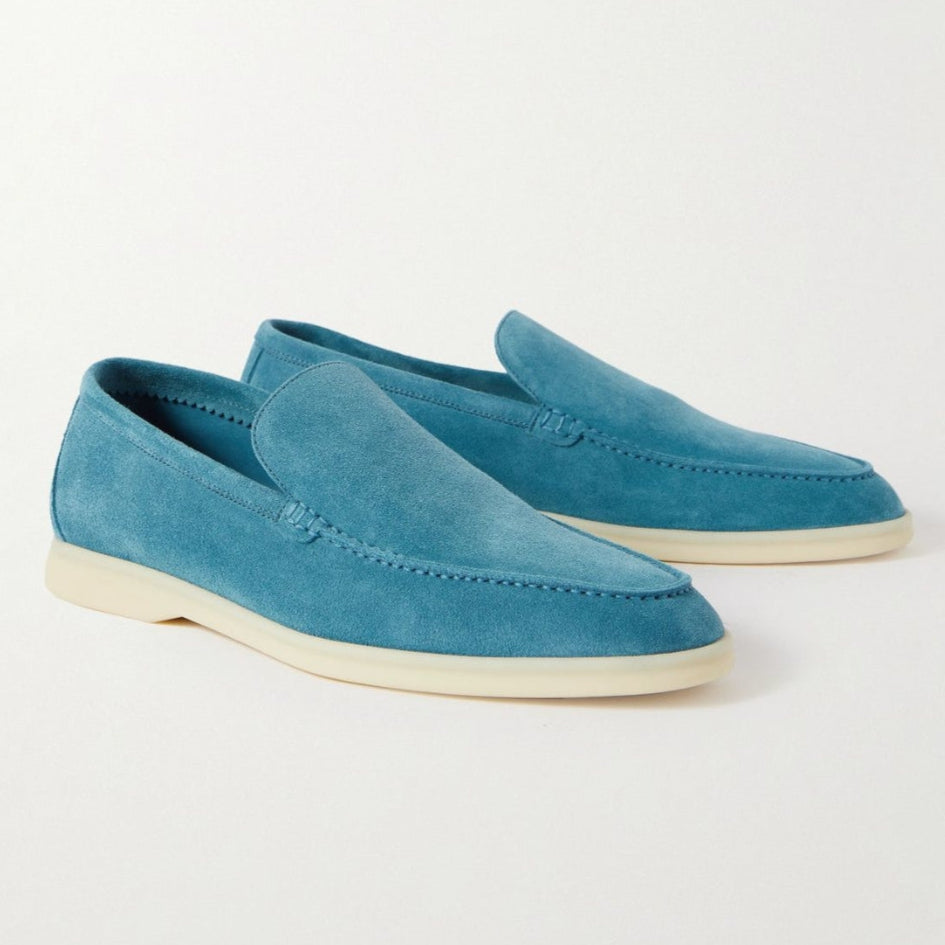Loro Piana Summer Walk Suede Loafers - Blue