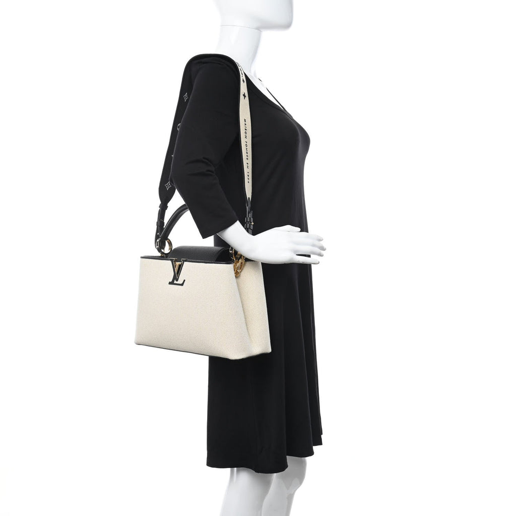 Louis Vuitton Canvas Taurillon Capucines MM Handbag – Beige