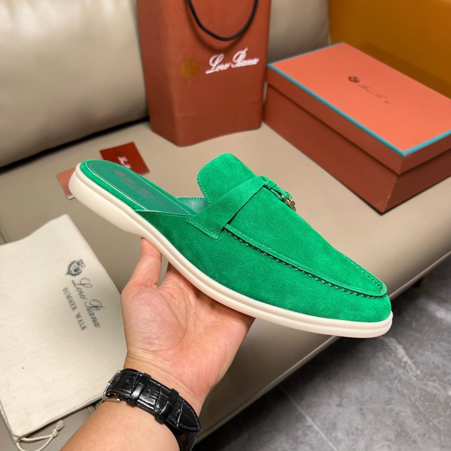 Loro Piana Babouche Charms Walk Slippers - Forest Leaves (50RT)