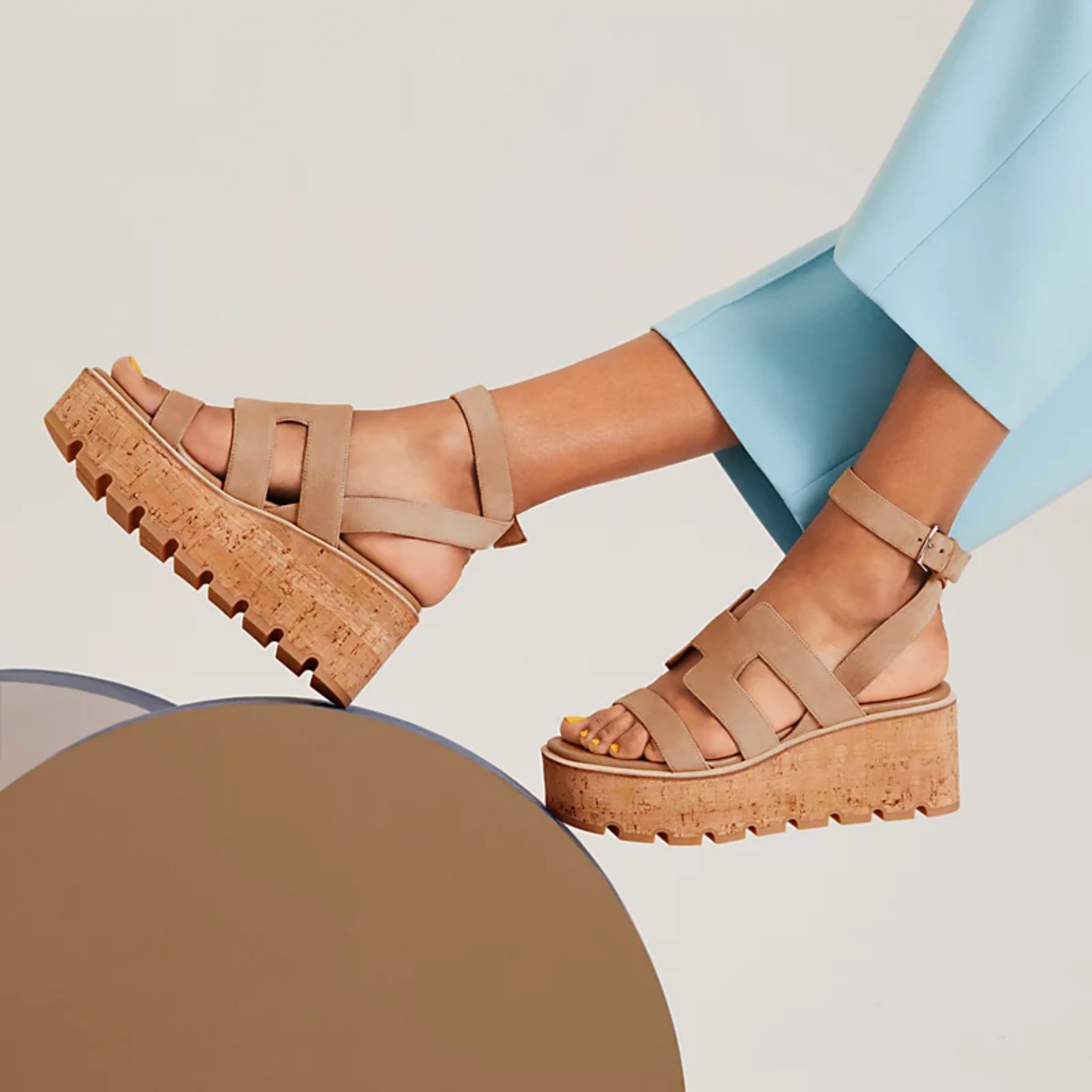 Hermes Havane 30 Suede Sandal - Beige