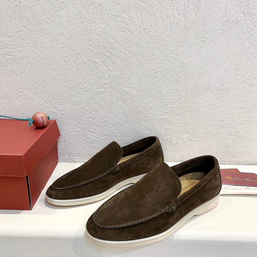 Loro Piana Summer Walk Suede Loafers - Warm Gray (MD84)