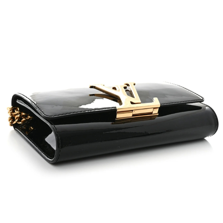 Louis Vuitton Patent Louise Chain Bag - Black