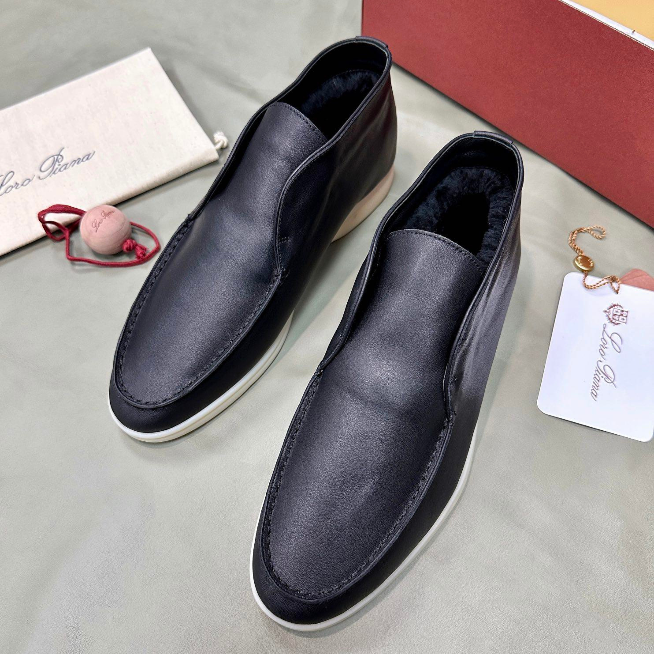 Loro Piana Open Walk Ankle Boots - Navy Blue (W000)