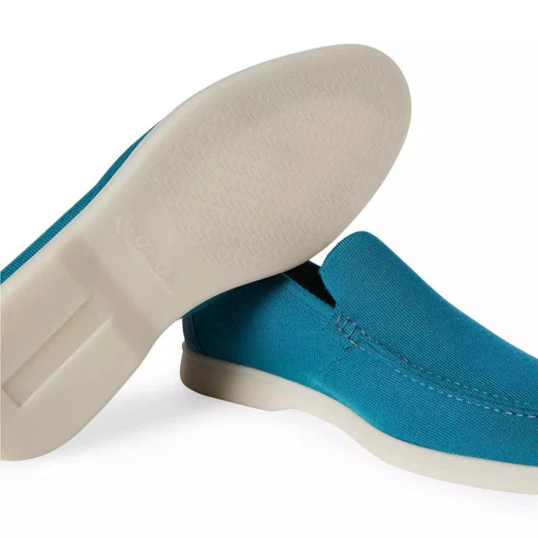 Loro Piana Summer Walk Suede Loafers - Turquoise Blue