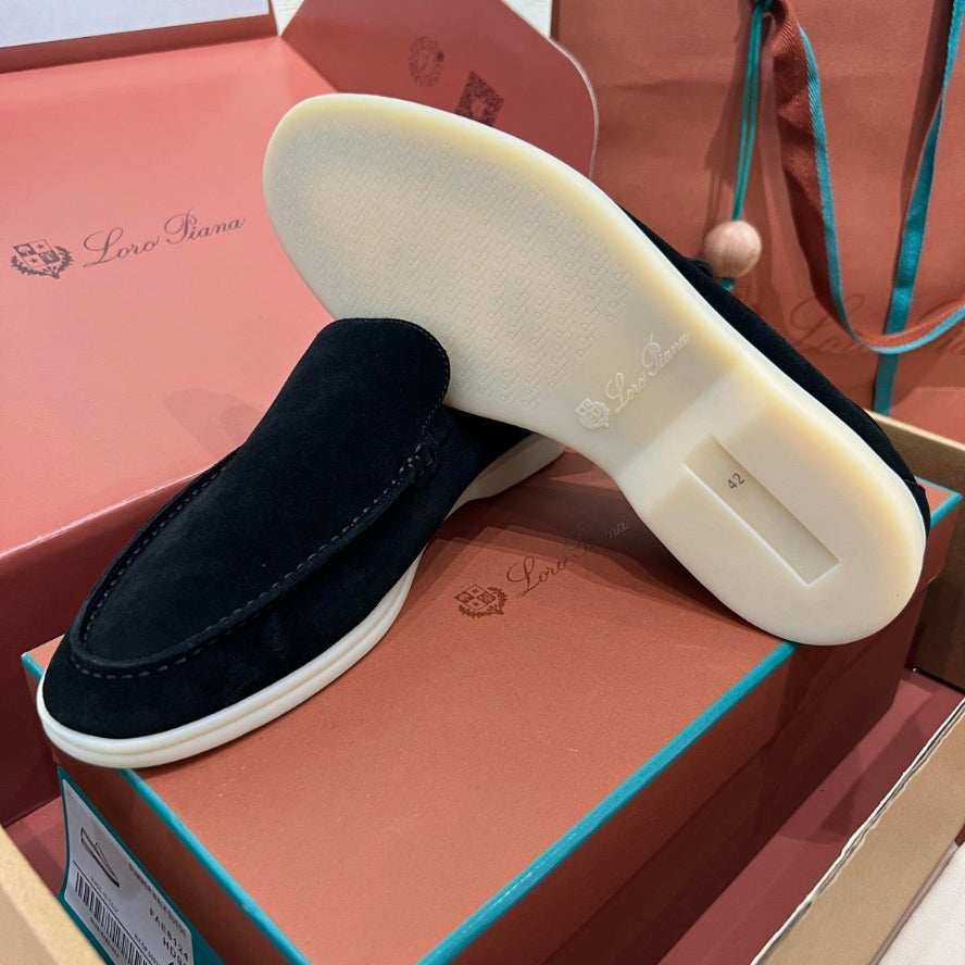 Loro Piana Summer Walk Suede Loafers - Black (132)