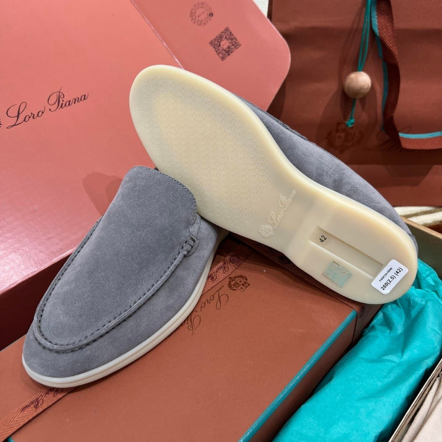 Loro Piana Summer Walk Suede Loafers - Frozen Blue (131)