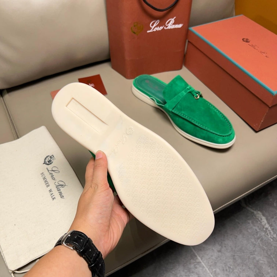 Loro Piana Babouche Charms Walk Slippers - Forest Leaves (50RT)