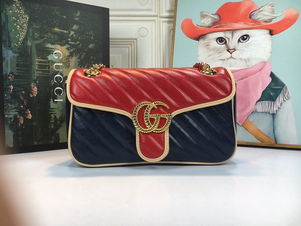 Gucci GG Marmont Medium Leather Bag - Blue