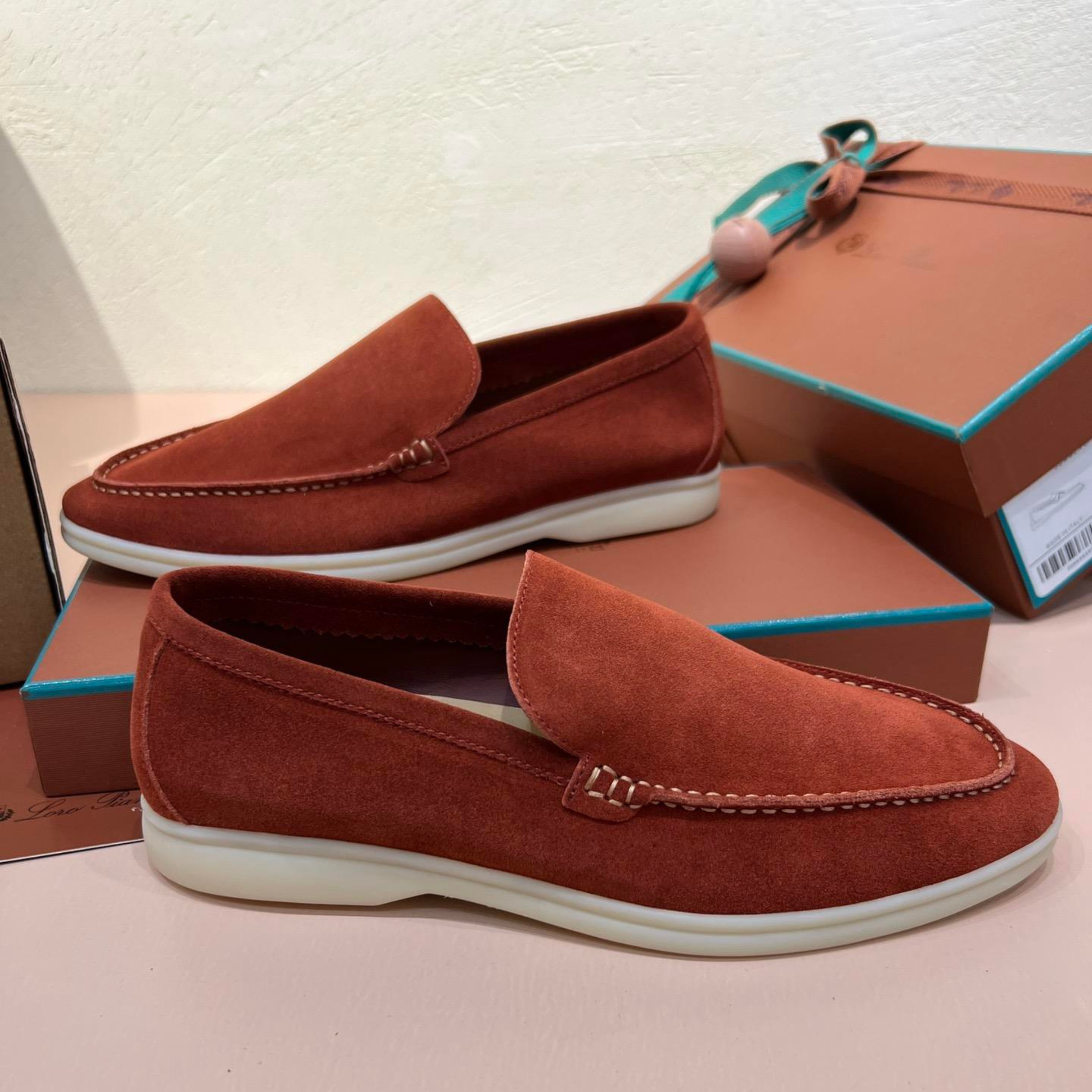 Loro Piana Summer Walk Suede Loafers - Dried Red (R0DV)