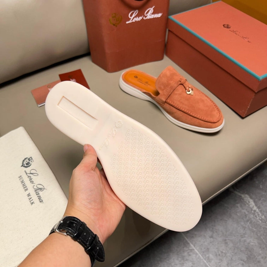 Loro Piana Babouche Charms Walk Suede Loafers - Dusty Orange (L0BF)