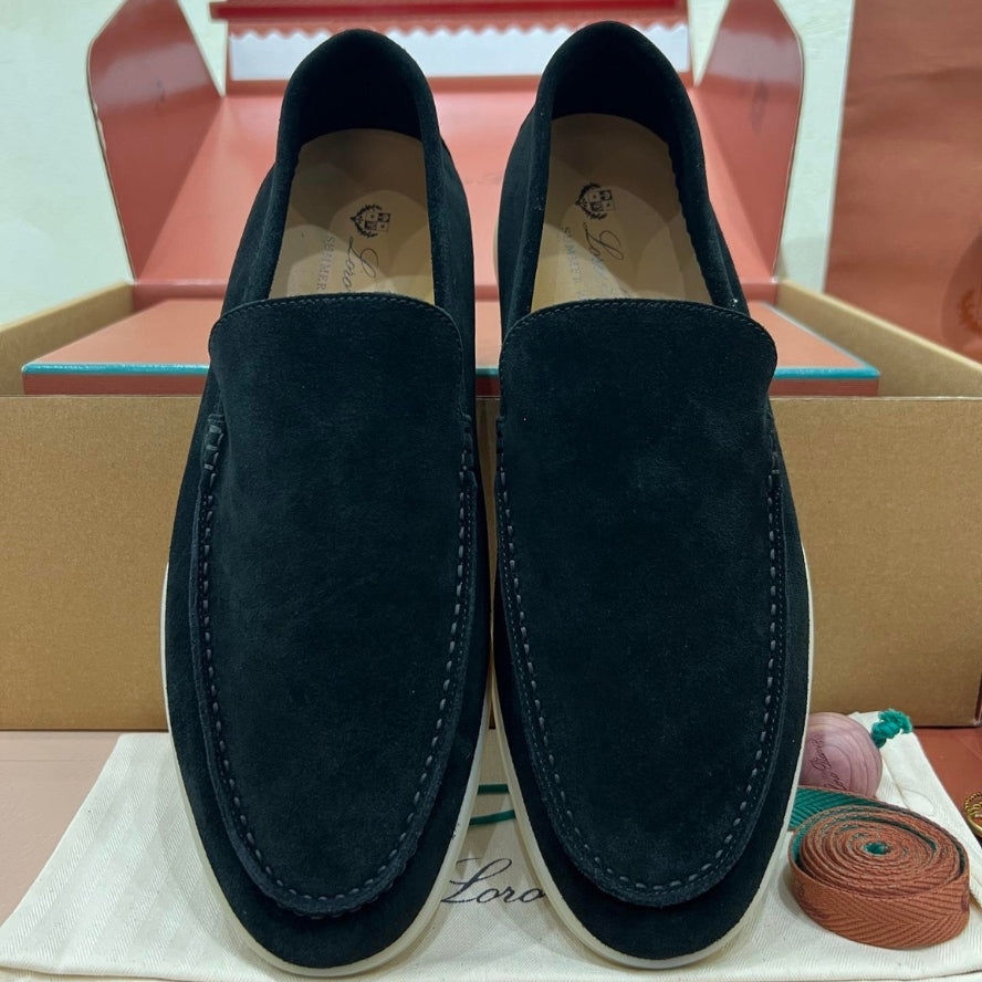 Loro Piana Summer Walk Suede Loafers - Black (132)
