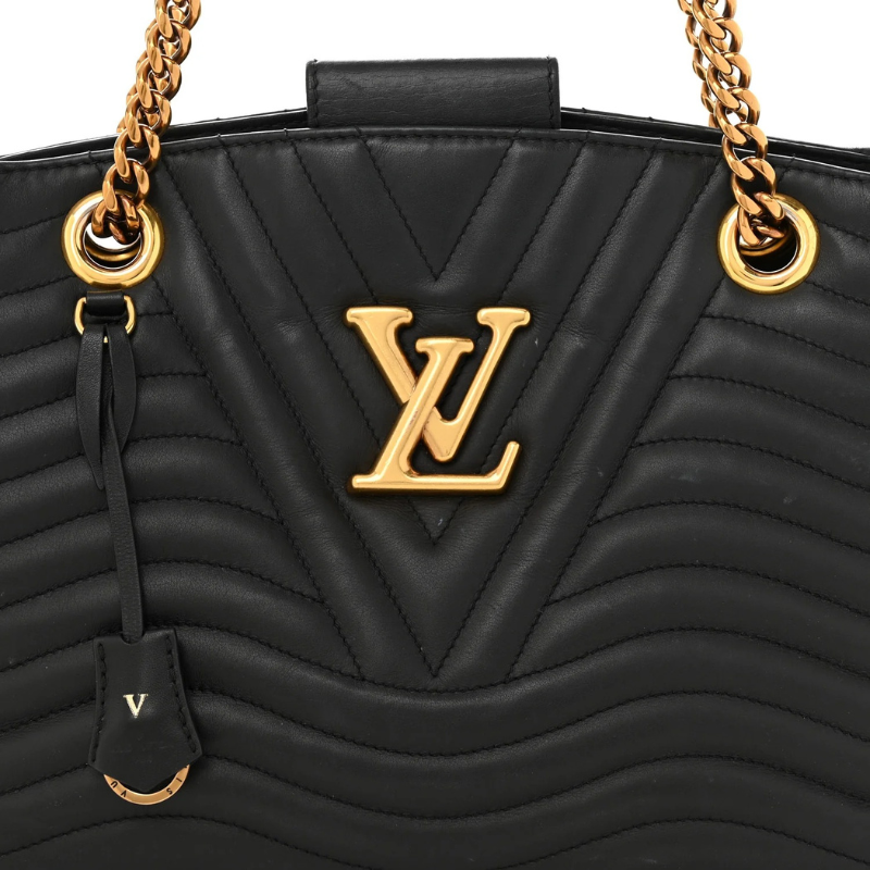 Louis Vuitton Calfskin New Wave Chain Tote Bag - Black