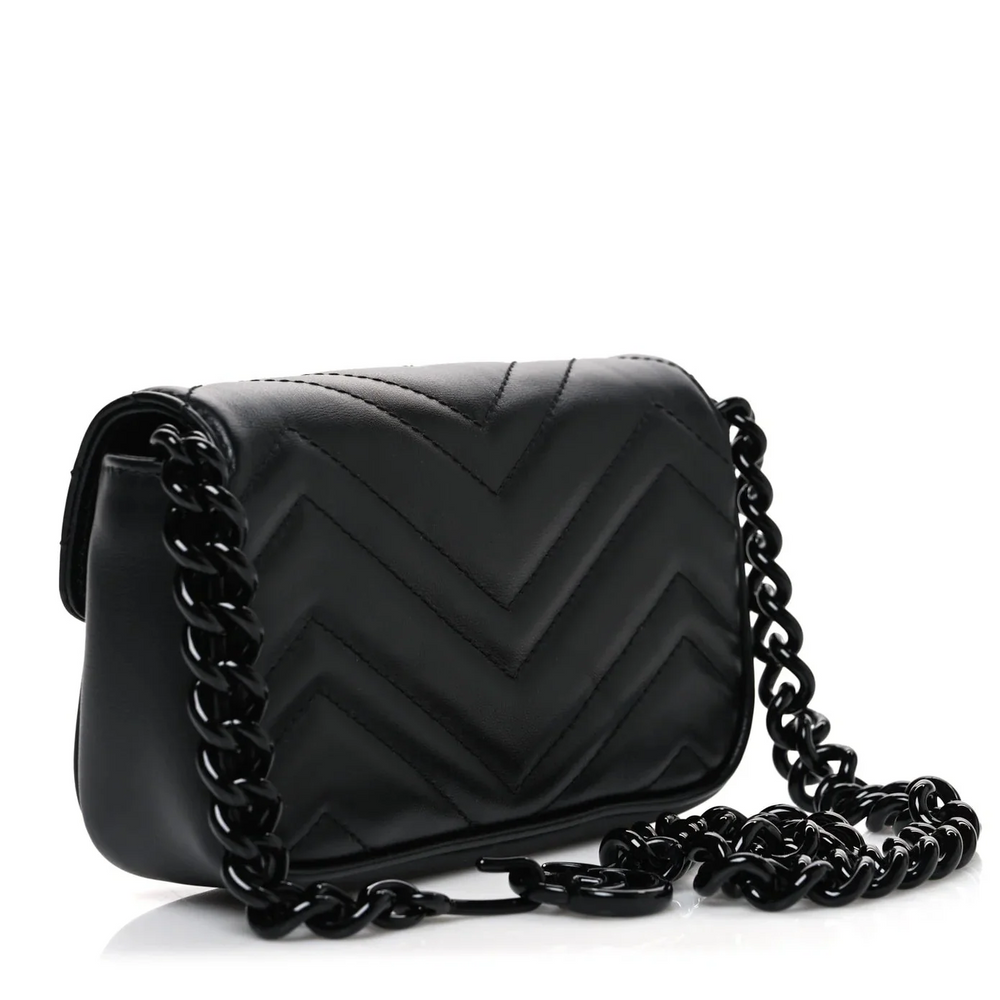 Gucci GG Marmont Leather Chain Belt Bag – Black