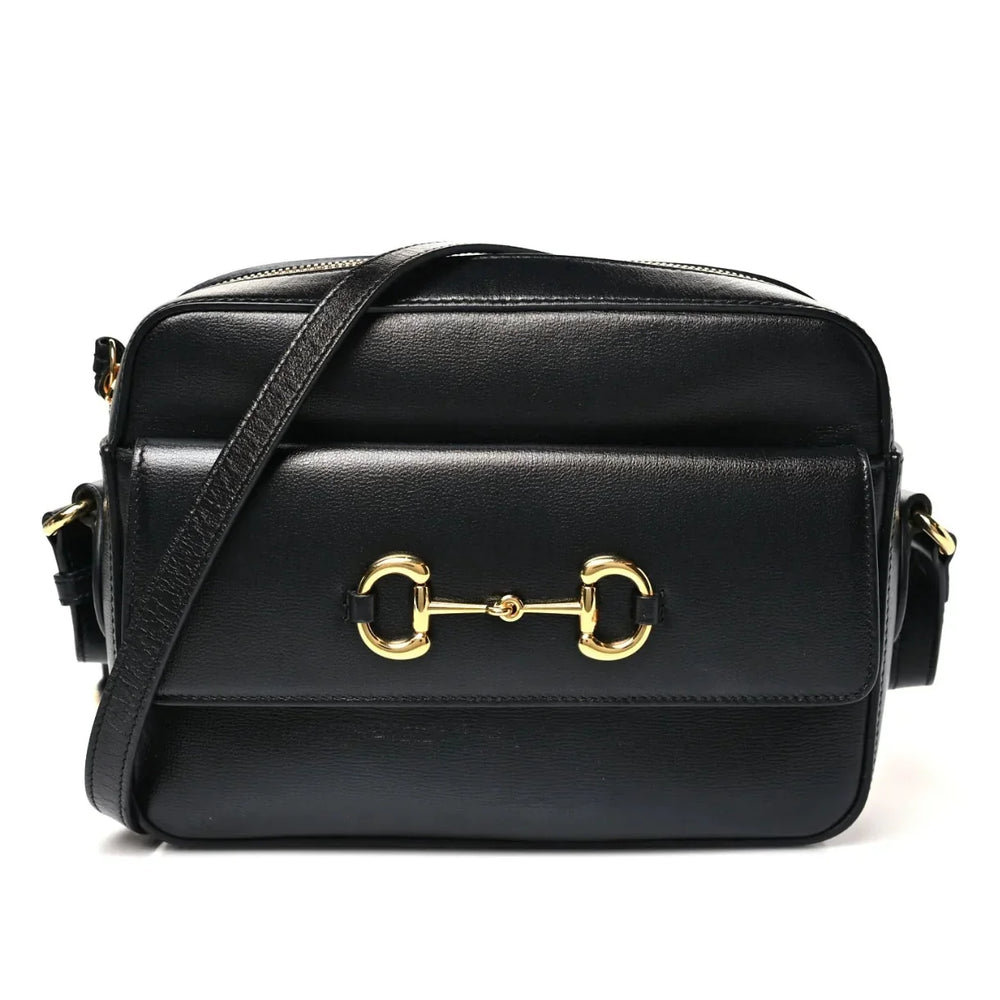 Gucci Horsebit 1955 Small Shoulder Leather Bag – Black