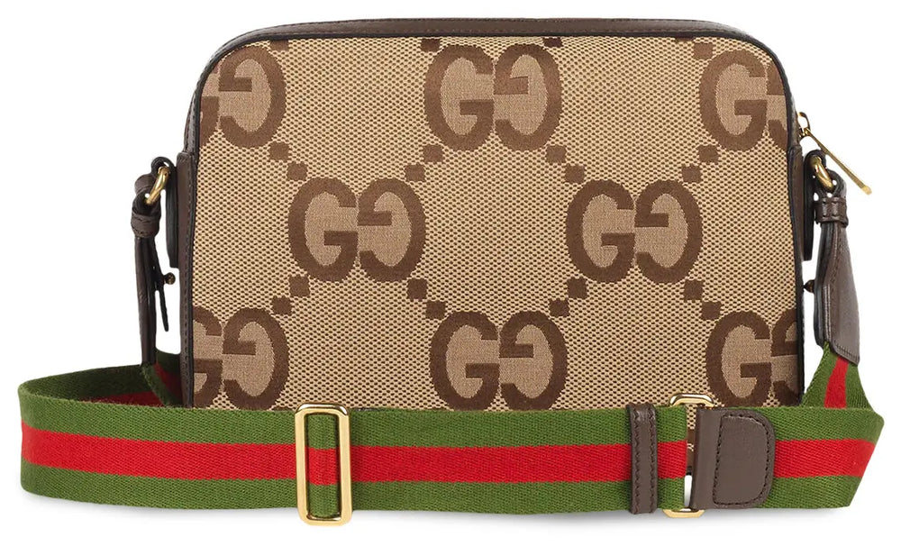 Gucci Jumbo GG Monogram Messenger Crossbody Bag – Beige