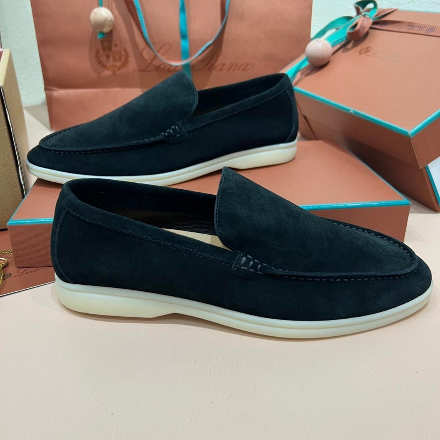 Loro Piana Summer Walk Suede Loafers - Black (132)