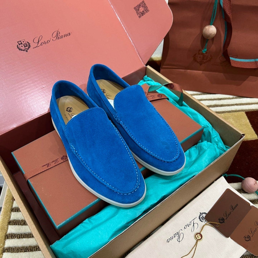 Loro Piana Summer Walk Suede Loafer - Cobalt Ink (135)