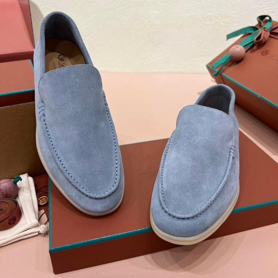 Loro Piana Summer Walk Suede Loafers - Blue (137)