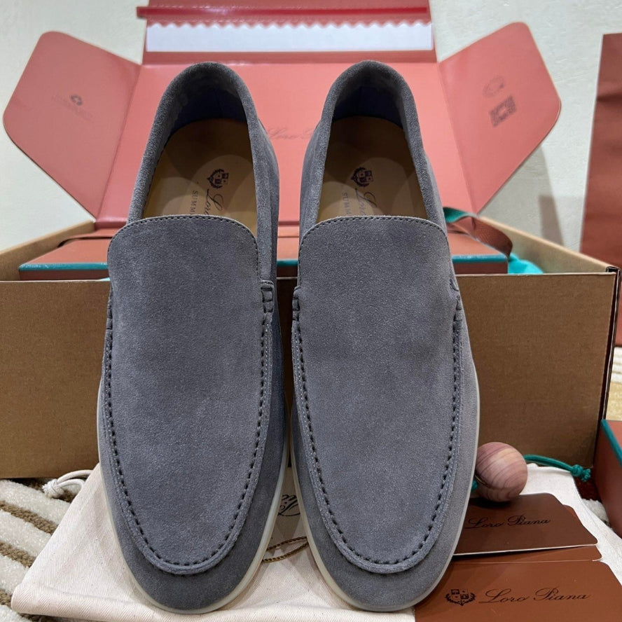 Loro Piana Summer Walk Suede Loafers - Frozen Blue (131)