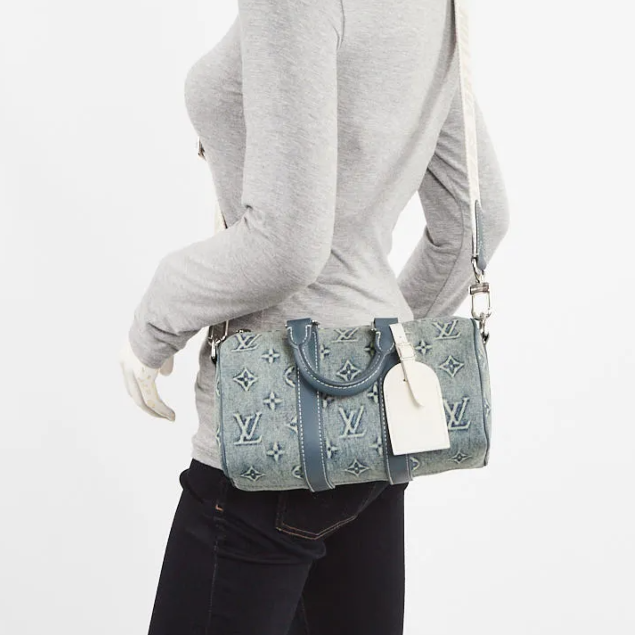 Louis Vuitton Keepall Bandoulière 25 Washed Denim Duffle Bag - Blue