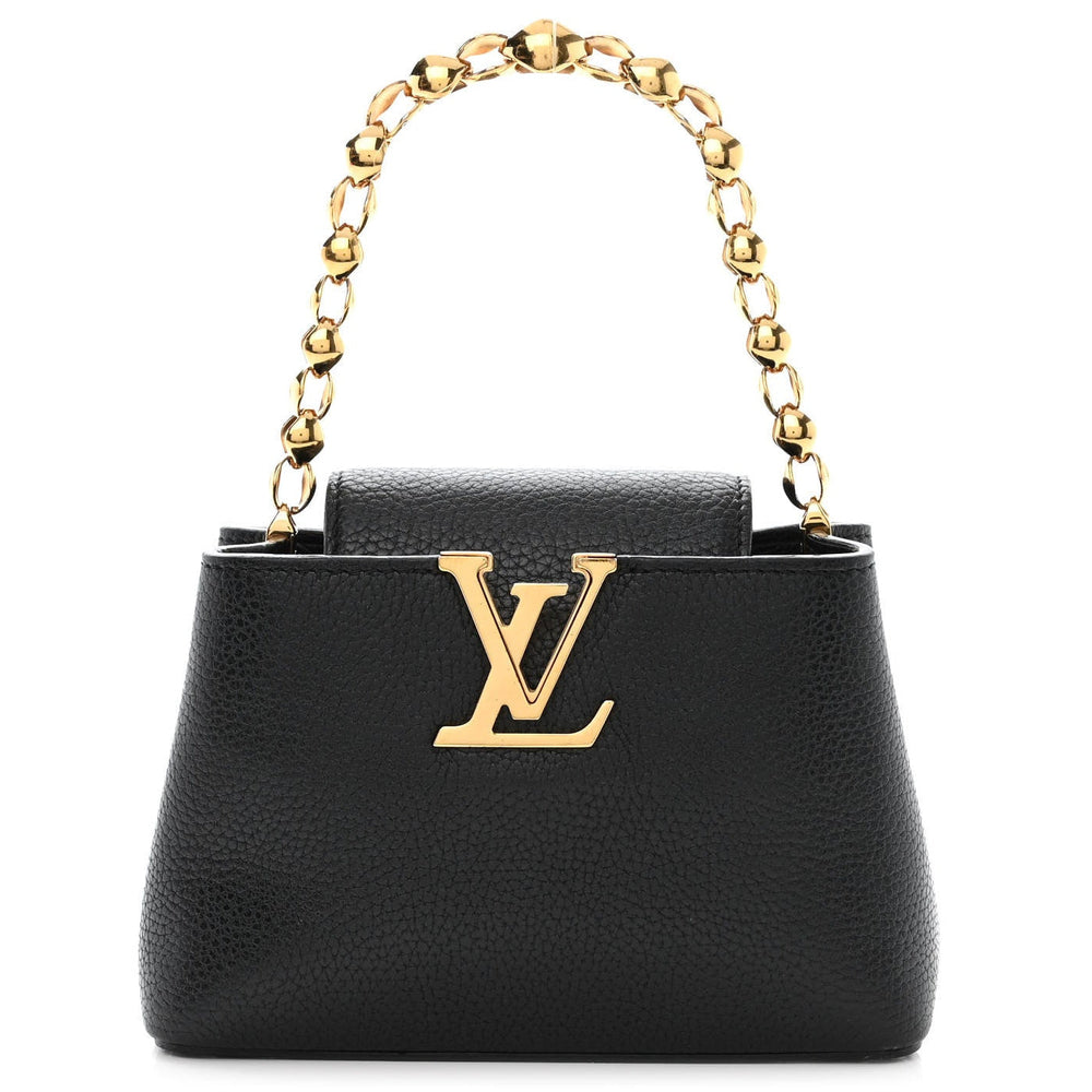 Louis Vuitton Taurillon Mini Chain Capucines Handbag - Black