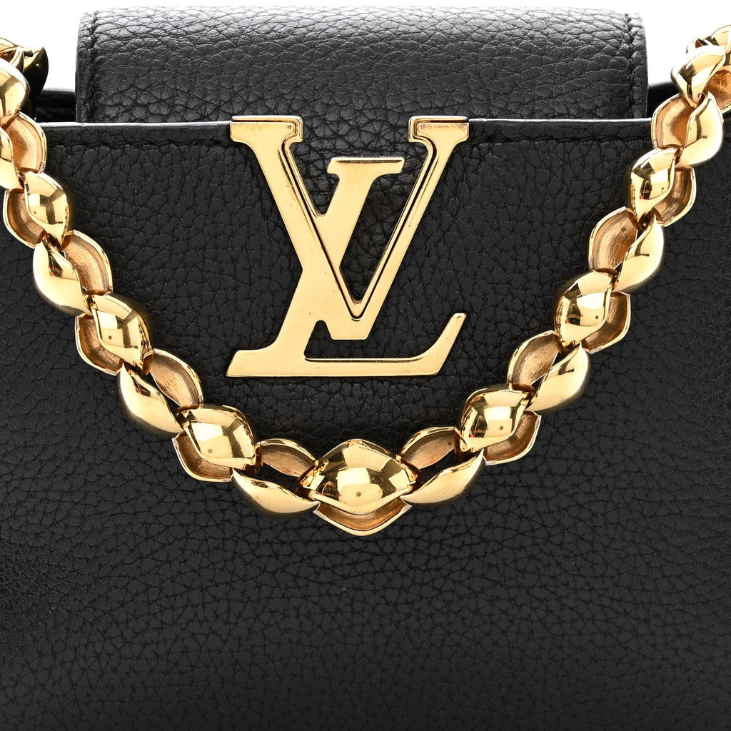 Louis Vuitton Taurillon Mini Chain Capucines Handbag - Black