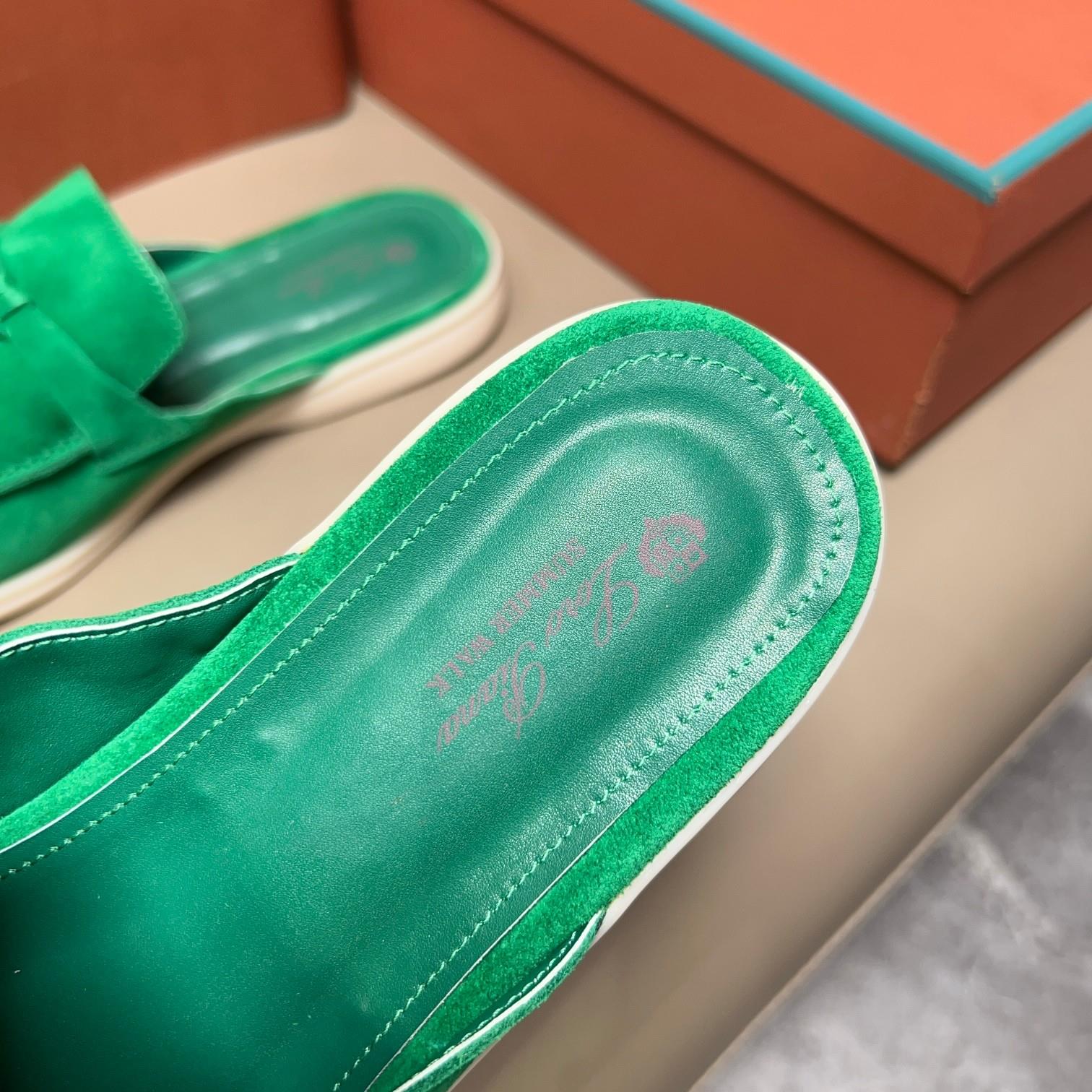 Loro Piana Babouche Charms Walk Slippers - Forest Leaves (50RT)