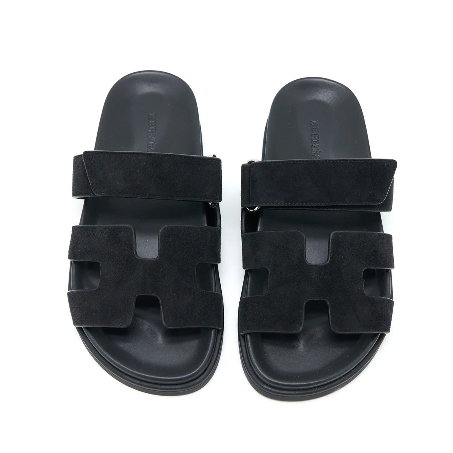 Hermes Chypre Suede Sandals - Noir