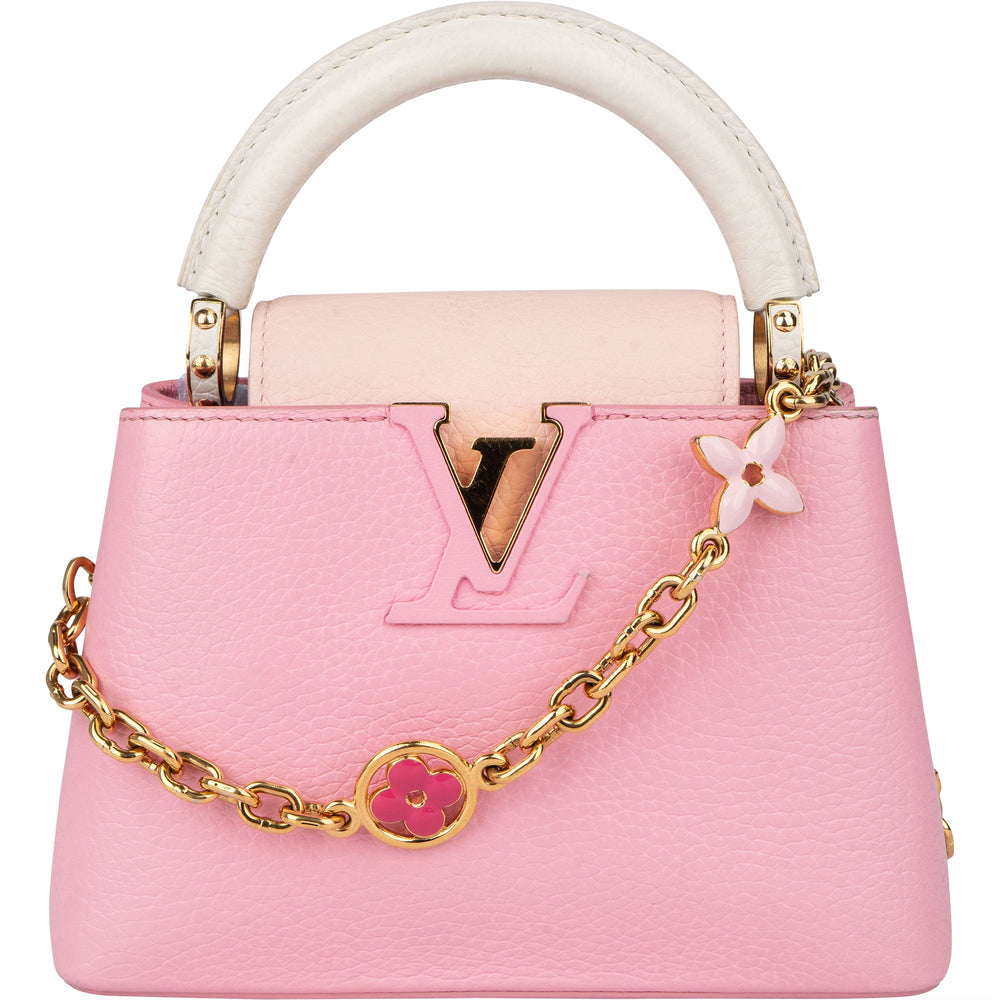Louis Vuitton Taurillon Flower Chain Mini Capucines Handbag – Candy Pink