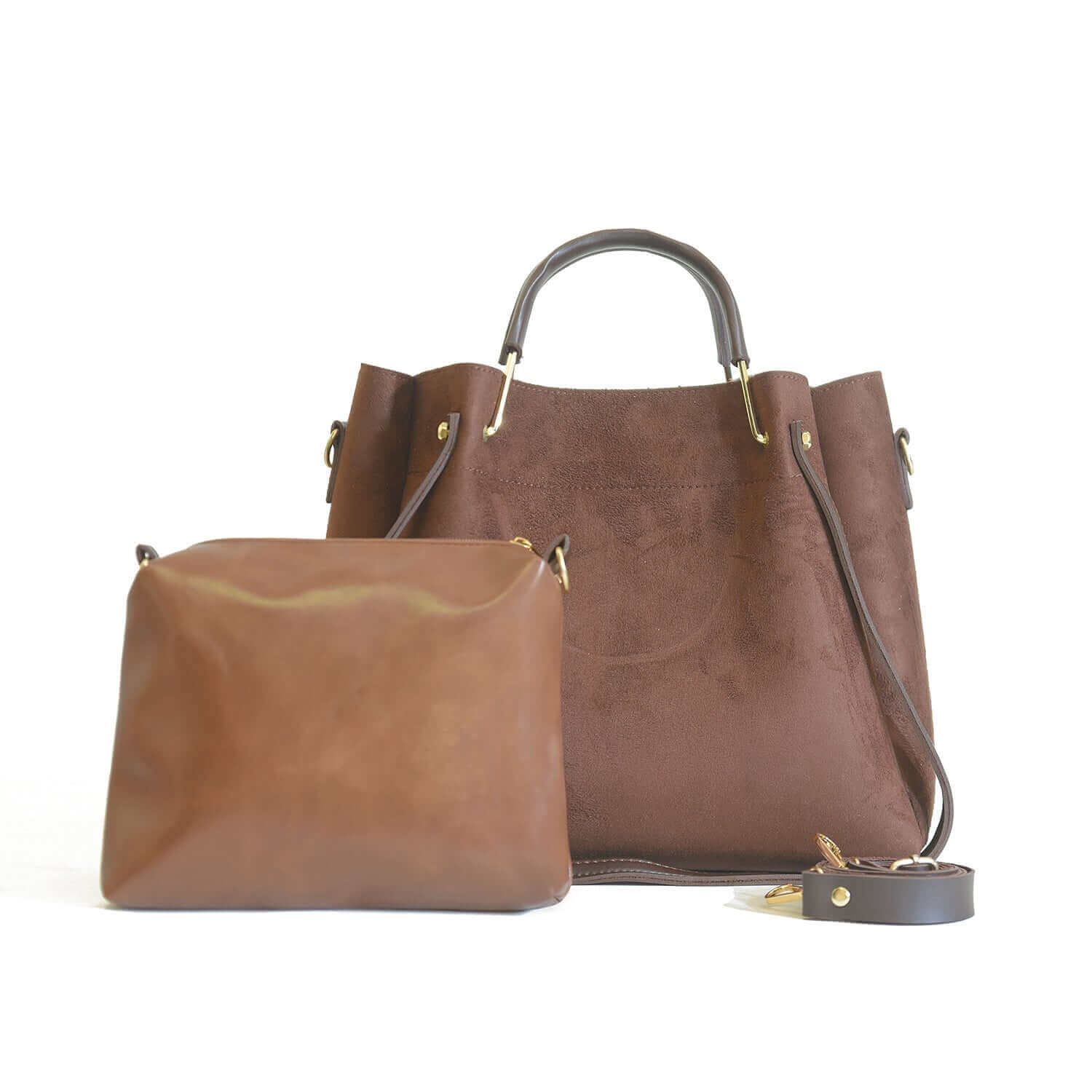GEORGIA – Suede Textured Tote in Brown