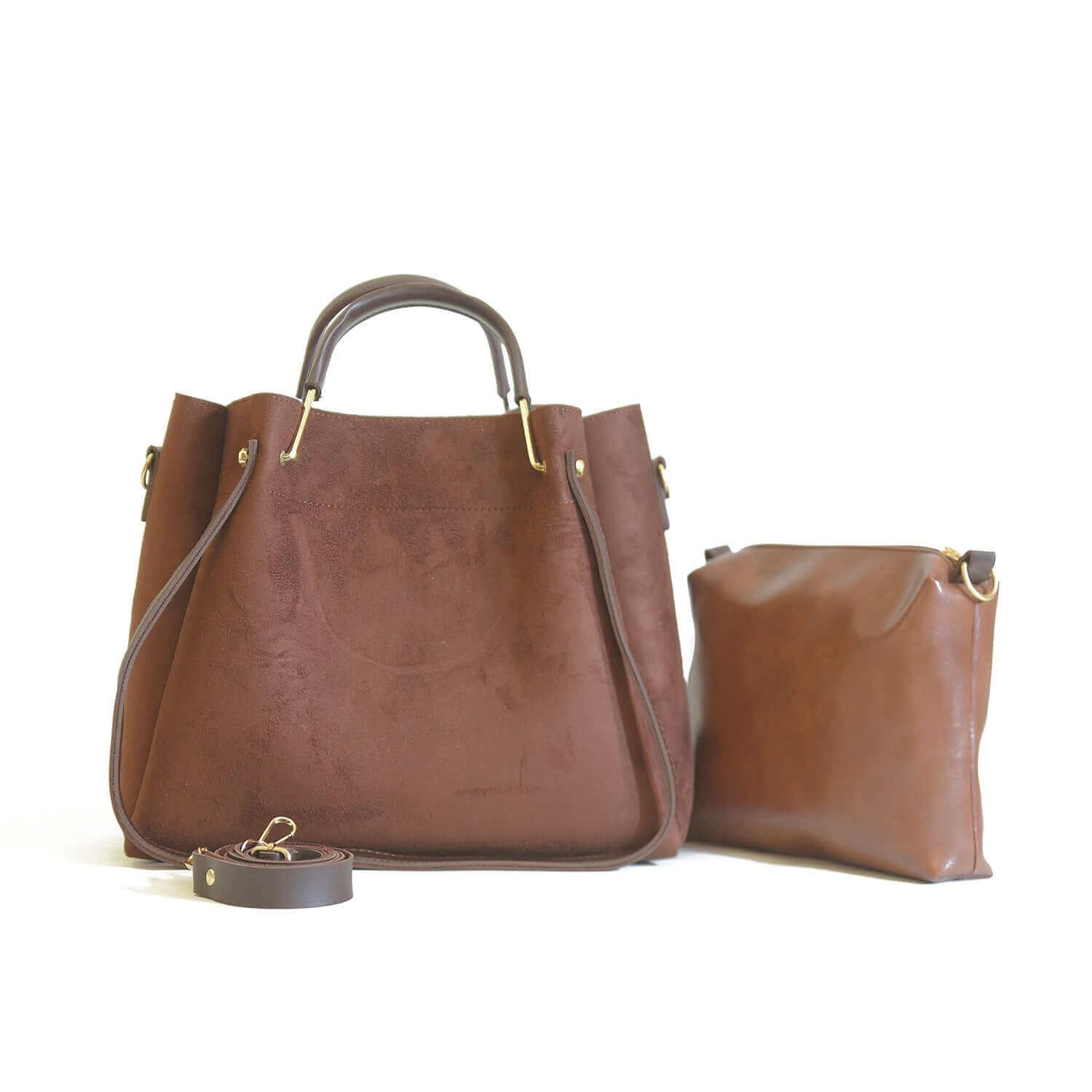 GEORGIA – Suede Textured Tote in Brown