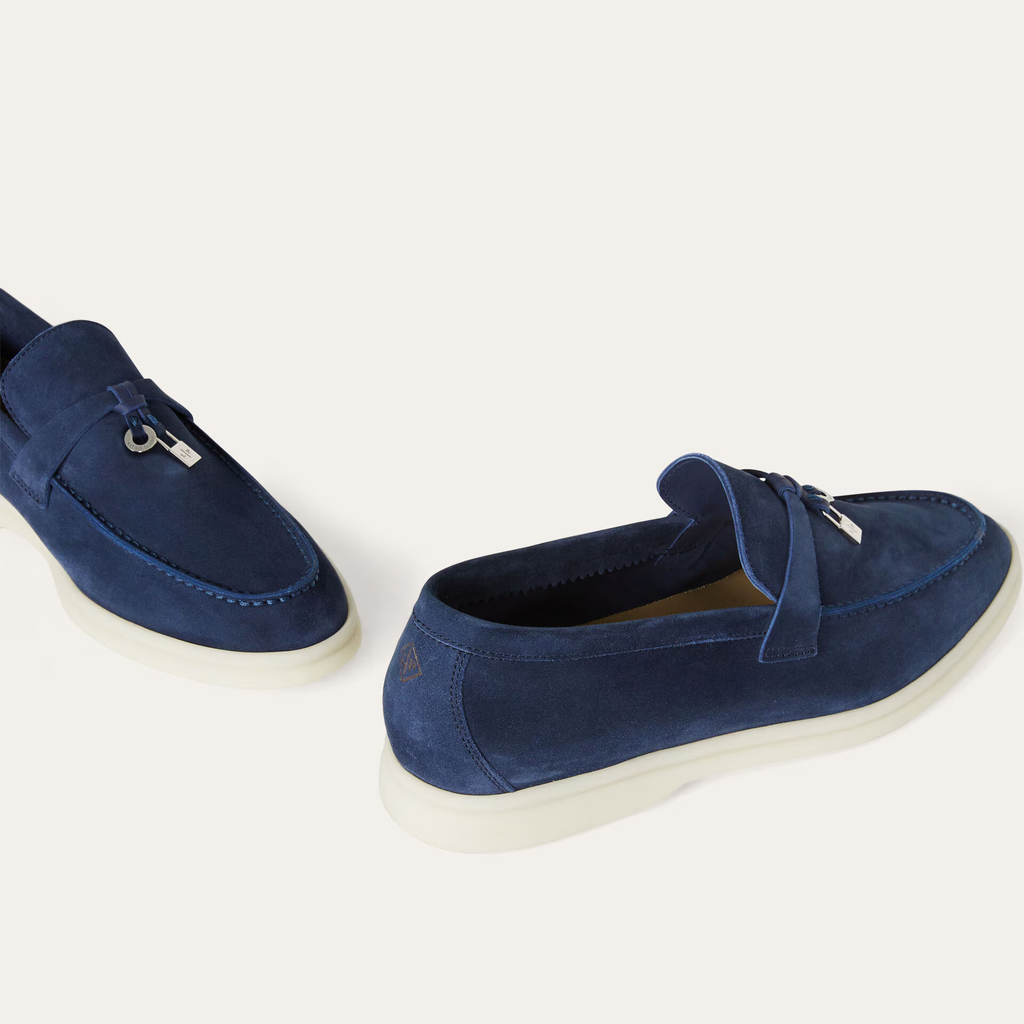 Loro Piana Summer Charms Walk Suede Loafers - True Dark Blue (W18P)