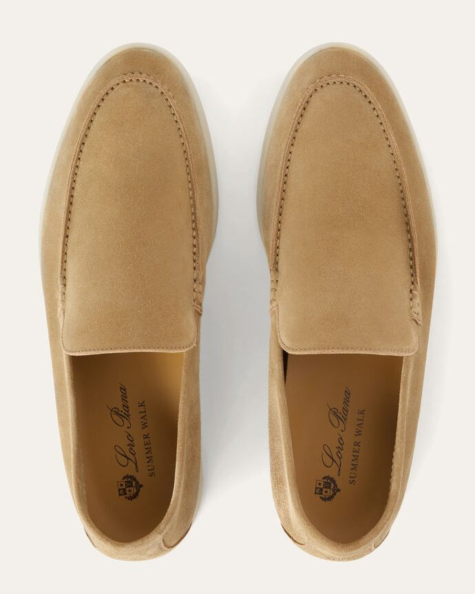 Loro Piana Summer Walk Suede Loafer - Light Wood Smoke (H755)