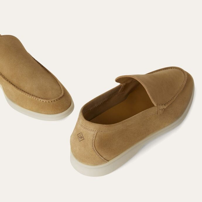 Loro Piana Summer Walk Suede Loafer - Light Wood Smoke (H755)